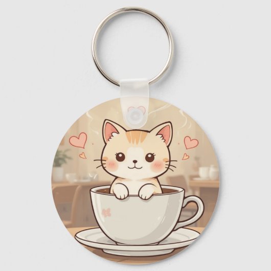 Cute Kawaii Kitten Keychain | keyring-gift idea (Voorkant)