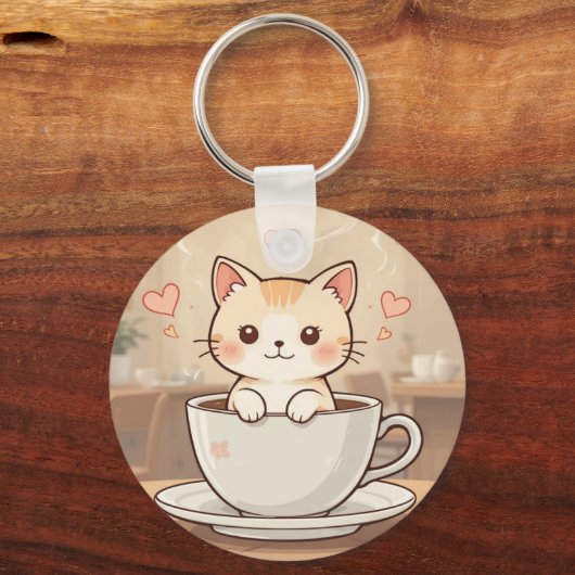 Cute Kawaii Kitten Keychain | keyring-gift idea  (Achterkant)