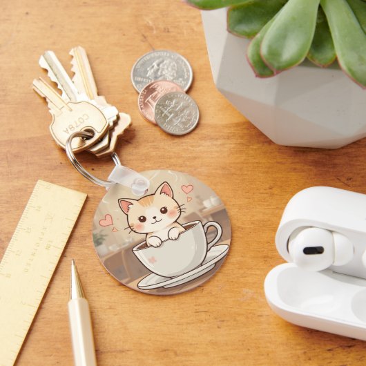 Cute Kawaii Kitten Keychain | keyring-gift idea  (Bureau)