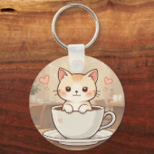 Cute Kawaii Kitten Keychain | keyring-gift idea  (Voorkant)