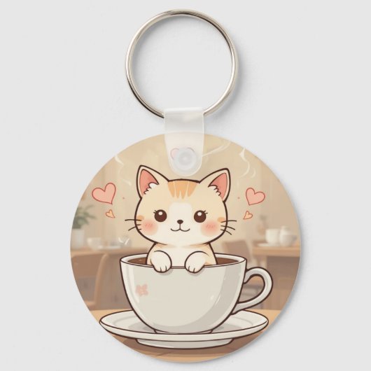 Cute Kawaii Kitten Keychain | keyring-gift idea  (Achterkant)