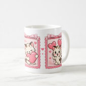 Cute Kawaii Kitten Love Mug Koffiemok (Voorkant rechts)
