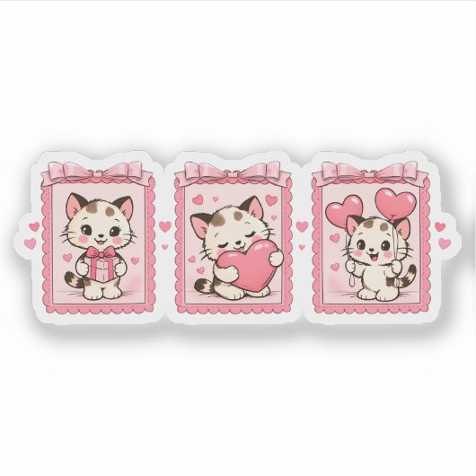 Cute Kawaii Kitten Love Sticker (Voorkant)