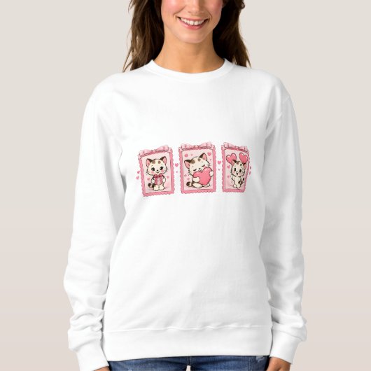 Cute Kawaii Kitten Love Sweatshirt (Voorkant)