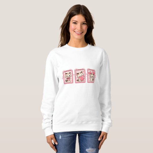 Cute Kawaii Kitten Love Sweatshirt (Voorkant volledig)