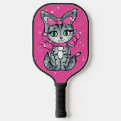 Cute Kawaii Kitten met een glitter roze achtergron Pickleball Paddle (Voorkant)
