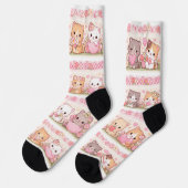 Cute Kawaii Kittens Pastel Floral Sokken (Links)