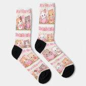Cute Kawaii Kittens Pastel Floral Sokken (Rechts)