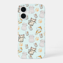 Cute Kawaii Kittens & Paws iphone 16 hoesje
