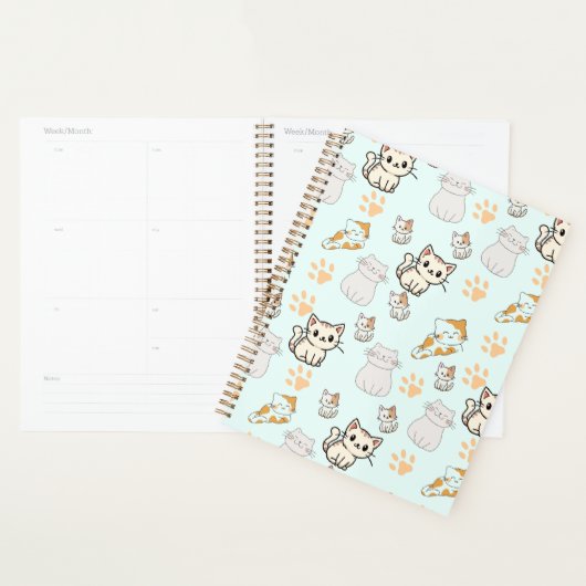 Cute Kawaii Kittens & Paws Patroon Planner (Display)