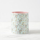 Cute Kawaii Kittens & Paws Pattern Koffiekop  Mok (Midden)