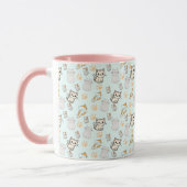 Cute Kawaii Kittens & Paws Pattern Koffiekop  Mok (Links)
