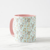 Cute Kawaii Kittens & Paws Pattern Koffiekop  Mok (Voorkant links)