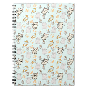 Cute Kawaii Kittens & Paws Pattern Notitieboek 