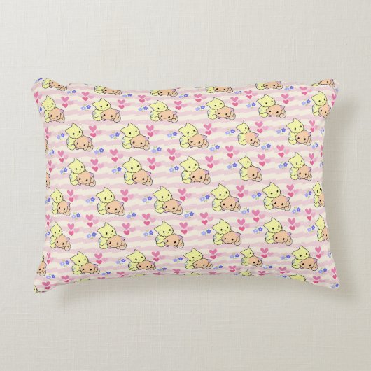 Cute Kawaii Kittens Roze Pastel Decoratie Accent Kussen (Voorkant)