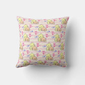 Cute Kawaii Kittens Roze Pastel Decoratie Kussen (Achterkant)
