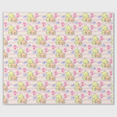 Cute Kawaii Kittens Roze Pastel Inpakpapier (Vlak)