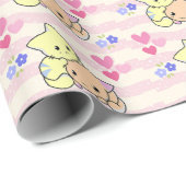 Cute Kawaii Kittens Roze Pastel Inpakpapier (Rol Hoek)