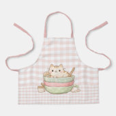 Cute Kawaii Kitty Cat Baking Pastel Gingham Pink Schort (Voorkant)