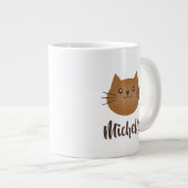 Cute Kawaii Kitty Cat Lover Whimsical Monogram Grote Koffiekop (Voorkant rechts)