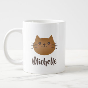 Cute Kawaii Kitty Cat Lover Whimsical Monogram Grote Koffiekop