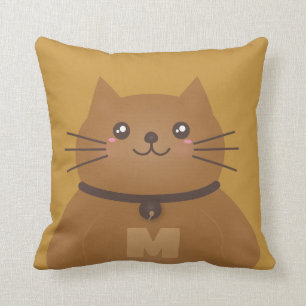 Cute Kawaii Kitty Cat Lover Whimsical Monogram Kussen