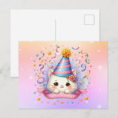Cute Kawaii Kitty Kat Verjaardags Groet Postkaart (Voorkant / Achterkant)