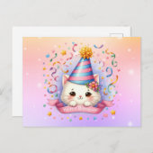 Cute Kawaii Kitty Kat Verjaardagsgroet Postkaart (Voorkant / Achterkant)