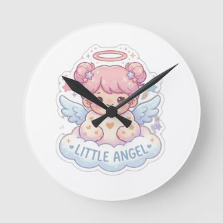 Cute Kawaii Kleine Engel Chibi Meisje Ronde Muurkl Klok