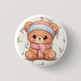 Cute Kawaii Knuffelbeer Winter Knop Ronde Button 3,2 Cm