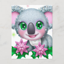 Cute Kawaii Koala Beer met bloemen