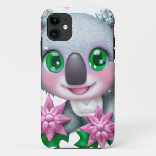 Cute Kawaii Koala Beer met bloemen Case-Mate iPhone Case