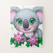 Cute Kawaii Koala Beer met bloemen