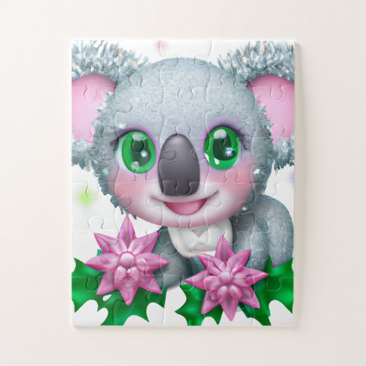 Cute Kawaii Koala Beer met bloemen Legpuzzel (Verticaal)