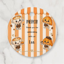 Cute Kawaii Koffie Croissant Oranje Baby Shower