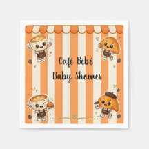 Cute Kawaii Koffie Croissant Oranje Baby Shower