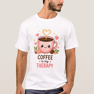 Cute Kawaii Koffie Is Mijn Therapie T-Shirt