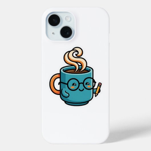 Cute Kawaii Koffiekop Draagt Lezende BrilSticker Case-Mate iPhone Case (Achterkant)
