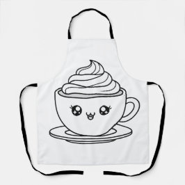 Cute Kawaii Koffiekop Illustratie Schort