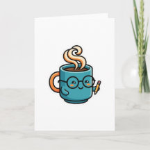 Cute Kawaii Koffiekopje met Leesbril Sticker