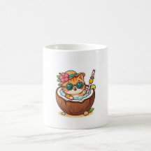 Cute Kawaii Kokosnoot Kat Zonnebril Zomer BSticker