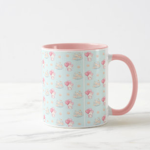 Cute Kawaii Konijn en Slaapbeer Pastel Blauwe Mok