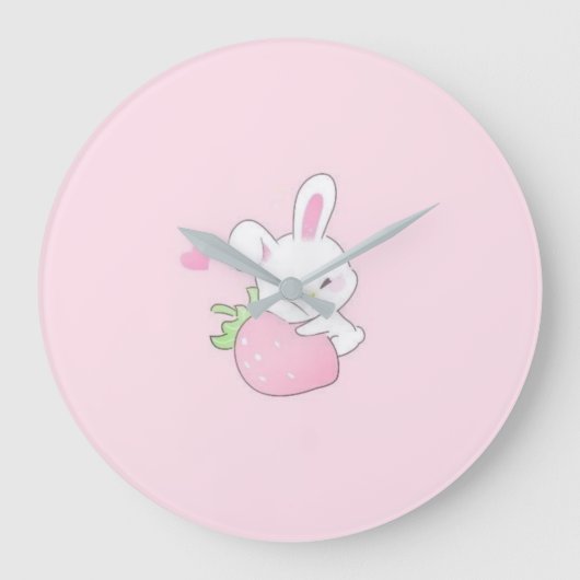 Cute Kawaii Konijn klok - Pastel Roze (Voorkant)