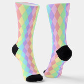 Cute Kawaii Konijn op Pastel Diamanten Sokken (Gebogen)