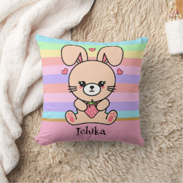 Cute Kawaii Konijn Pastel Gestreepte Kussen