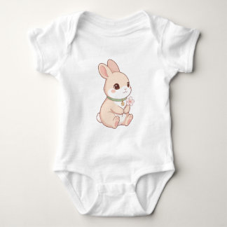 Cute Kawaii Konijn & Sakura Bloem Baby Rompertje
