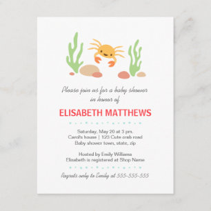 Cute kawaii krab en zeewier neutraal baby shower kaart