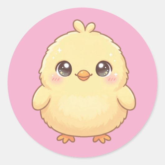 Cute Kawaii Kuiken Ronde Sticker Sheet (Voorkant)