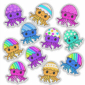 Cute Kawaii Kwallen, Pasen Ei, Sticker Vel (Voorkant)