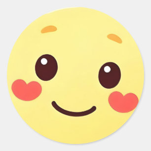 Cute Kawaii Lachend Gezicht Sticker met Hart Wange